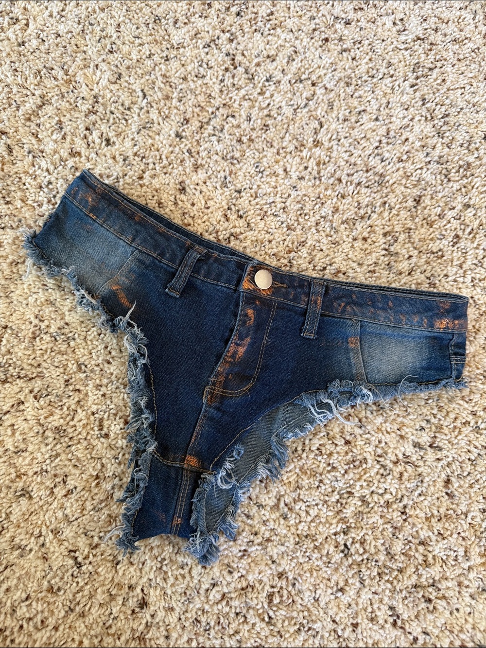Dark Blue Distressed Denim Booty Shorts / Bikini Briefs